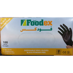 قفازات فينيل شفاف Foodex، حجم كبير، 100 قطعة