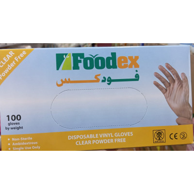 Foodex Vinyl Gloves Clear Med. 100Pcs