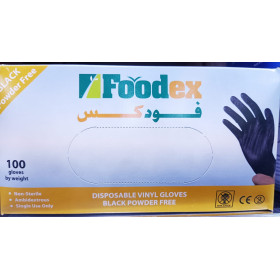 قفازات فودكس XL فينيل سوداء (100 قطعة)