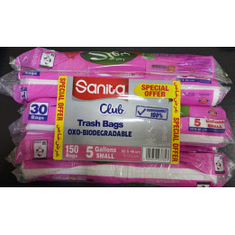 Sanita Club Bio Gulf Trash Bags 5 Gallon, 5 rolls