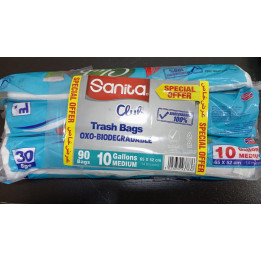 Sanita Club Bio Gulf Trash Bags 10 Gallon, 3 rolls