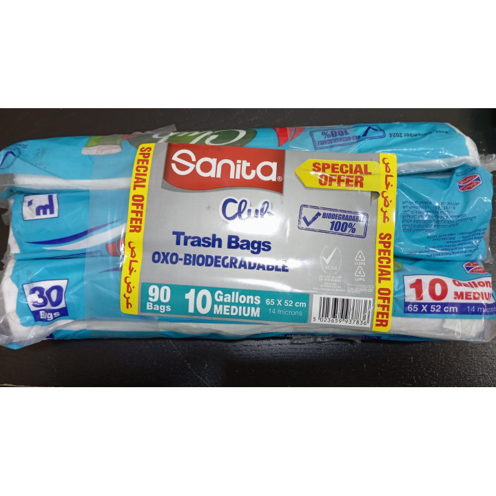 Sanita Club Bio Gulf Trash Bags 10 Gallon, 3 rolls