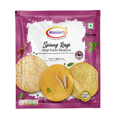 Maniarrs Spinny Ragi Palak Khakhra 180Gm. Indian