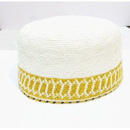 KB No. 22 Gents White Topi with Astar, 1 pc