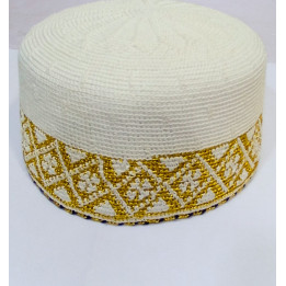 KB No. 21.5 Gents White Topi with Astar, 1 pc