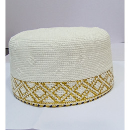 KB No. 23.5 Gents White Topi with Astar, 1 pc