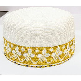 KB No. 22.5 Gents White Topi with Astar, 1 pc