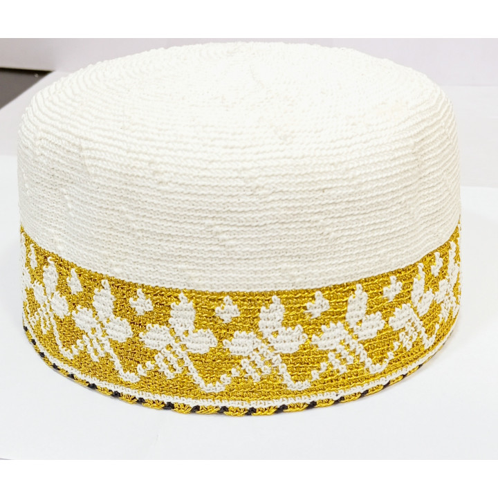 KB No. 22.5 Gents White Topi with Astar, 1 pc
