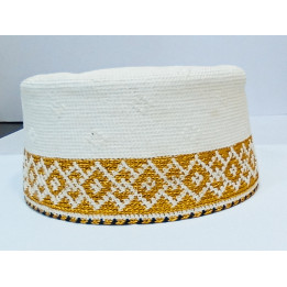 KB No. 24 Gents White Topi with Astar, 1 pc