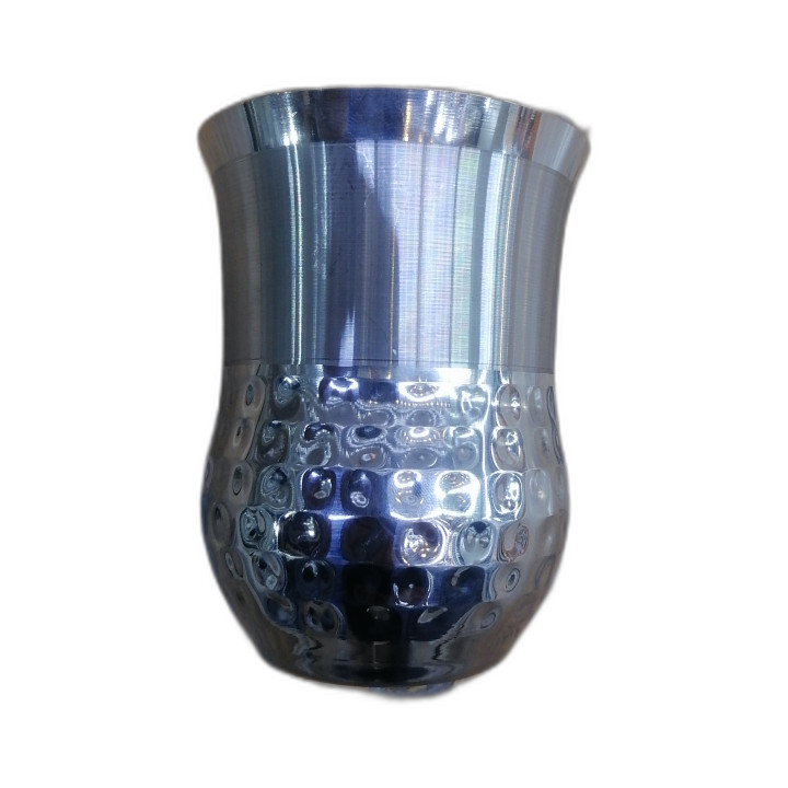 Burhan Stainless Steel Half Hammered Glass, 1 pc