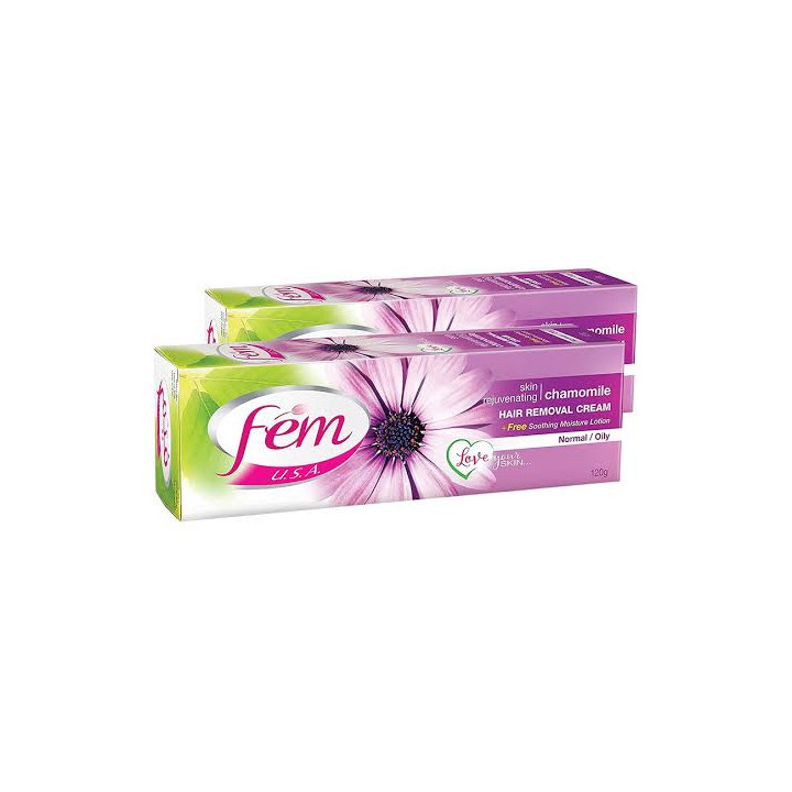 Fem Twin Pack Normal/Oily Chamomile Hair Removal Cream, 120 g