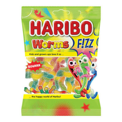 Haribo Worms Fizz Fruit Jellies 70G