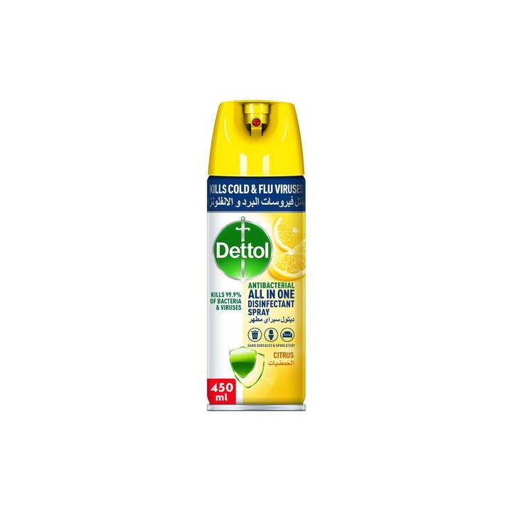Dettol All In One Antibacterial Citrus Disinfectant Spray, 450 ml