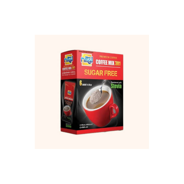 Nitel Sugar Free 3-in-1 Coffee Mix, 25 g x 6