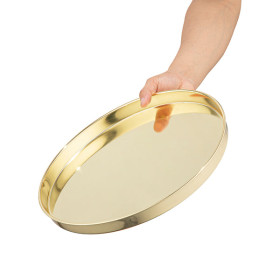 Imtiaz Wrt-20 No. 35Cm Gold Finish Stainless Steel Round Serving Tray 1Pc