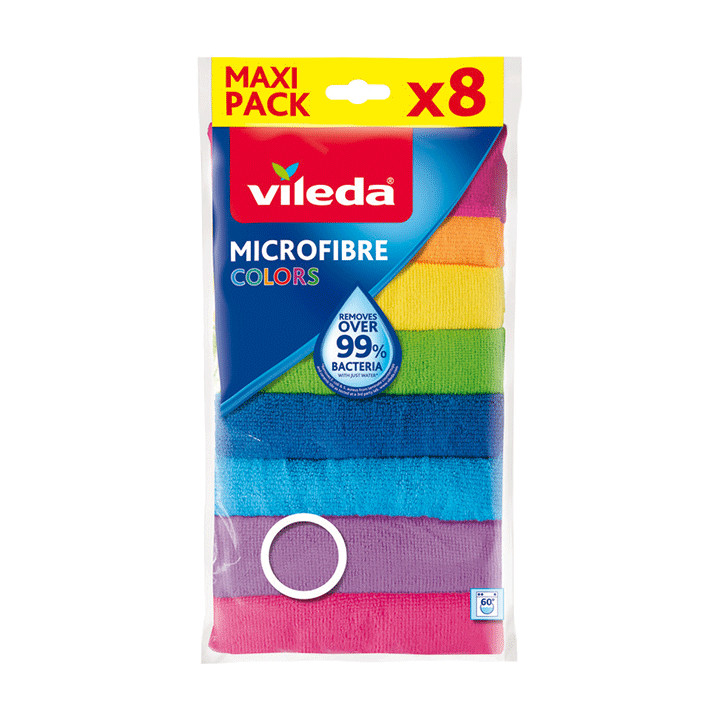 Vileda Microfibre All Purpose Cloth 30 × 30 cm, 8 pcs