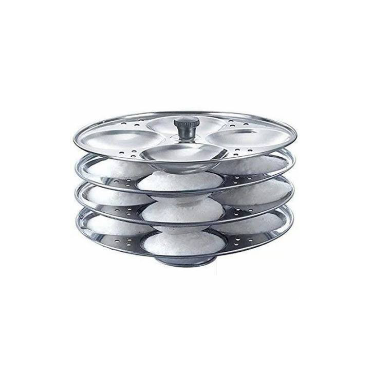 Burhan Stainless Steel Idli Stand, 4 Plates, 1 pc