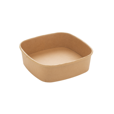 Natmed No. Pap14024pe 900Ml Sqr Kraft Bowl With Lid 5Pcs
