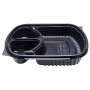 Dispomax 36Oz M/W Black 3 Compt Container With Lid 5Pc
