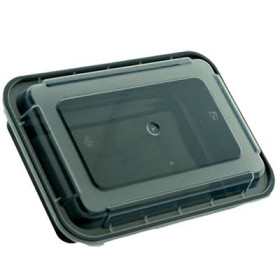 Dispomax 32Oz No. H050 M/W Black Single Compt Container 5Pc
