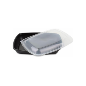 Dispomax 32Oz M/W Black 3 Compt Container 5Pc