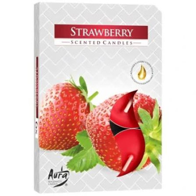 Aura 6Pc Strawberry Scented Candles 66Gm