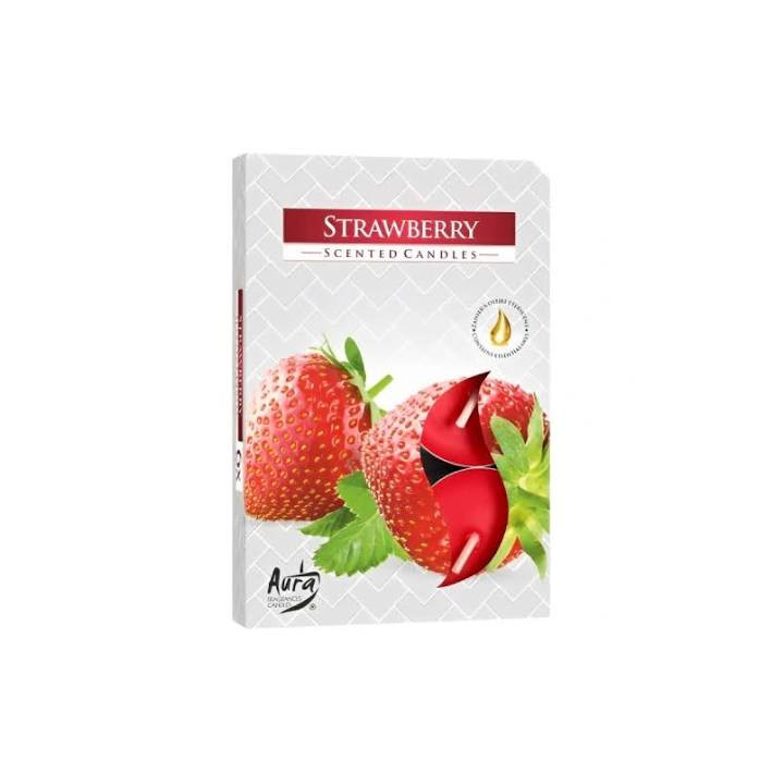 Aura Strawberry Scented Candles, 66 g, 6 pcs