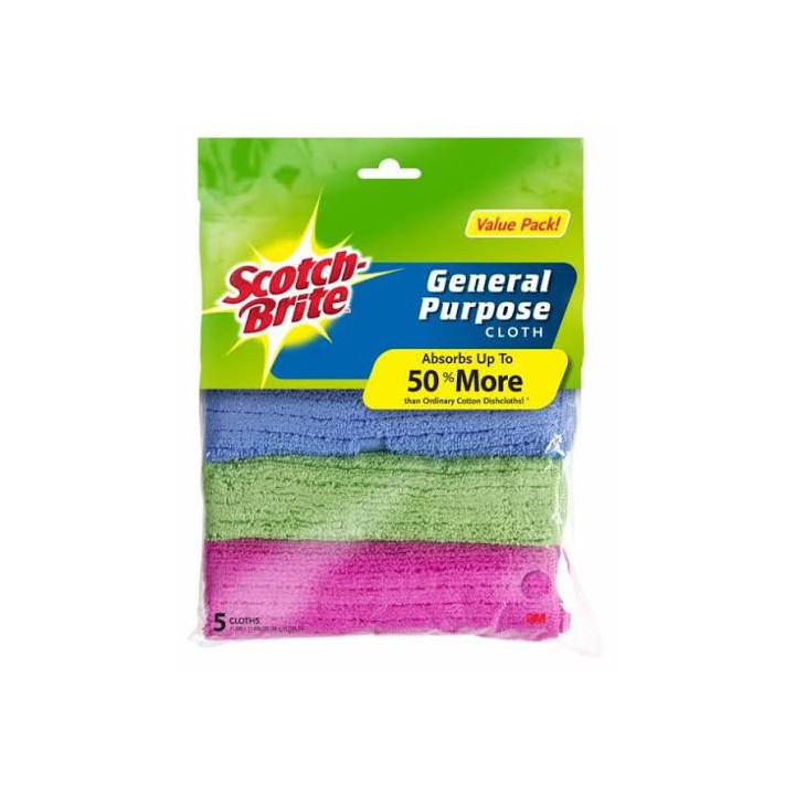 Scotch-Brite 3M General Purpose Microfibre Cloths, 5 pcs