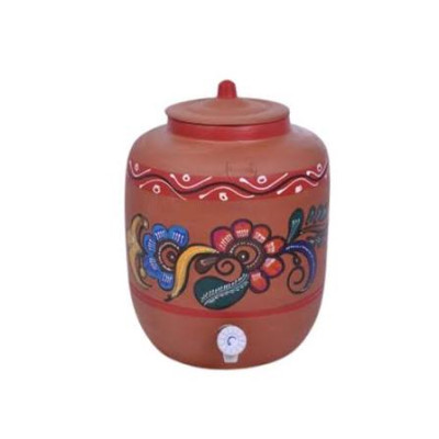 Mitticool No. 17L Clay Red Water Pot With Painting 1Pcs