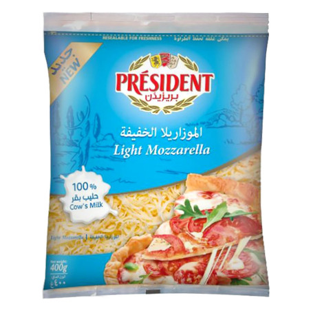 President Shredded Low Fat Mozarella Cheese 400G