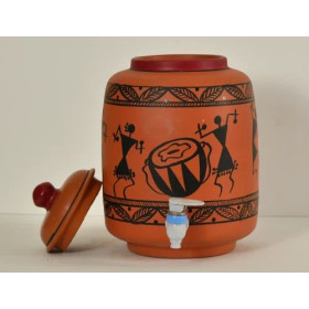 Mitticool No. 5L Clay Red Water Pot With Painting 1Pcs