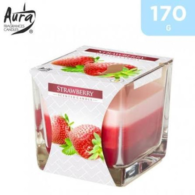 Aura Strawberry 3 Coloured Scented Candle 170Gm