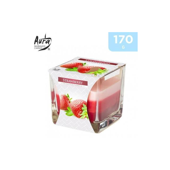 Aura Strawberry 3-Coloured Scented Candle, 170 g