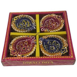 Aramax Coloured Jumbo Diwali Diya Lamps, Set of 4