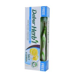 Dabur Whitening Salt and Lemon Toothpaste with Brush, 150 g