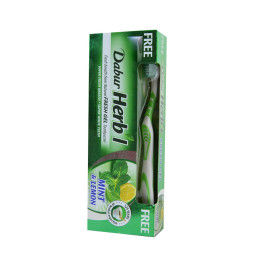 Dabur Fresh Gel Mint and Lemon Toothpaste with Brush, 150 g