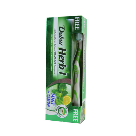 Dabur Fresh Gel Mint and Lemon Toothpaste W/Brush 150G