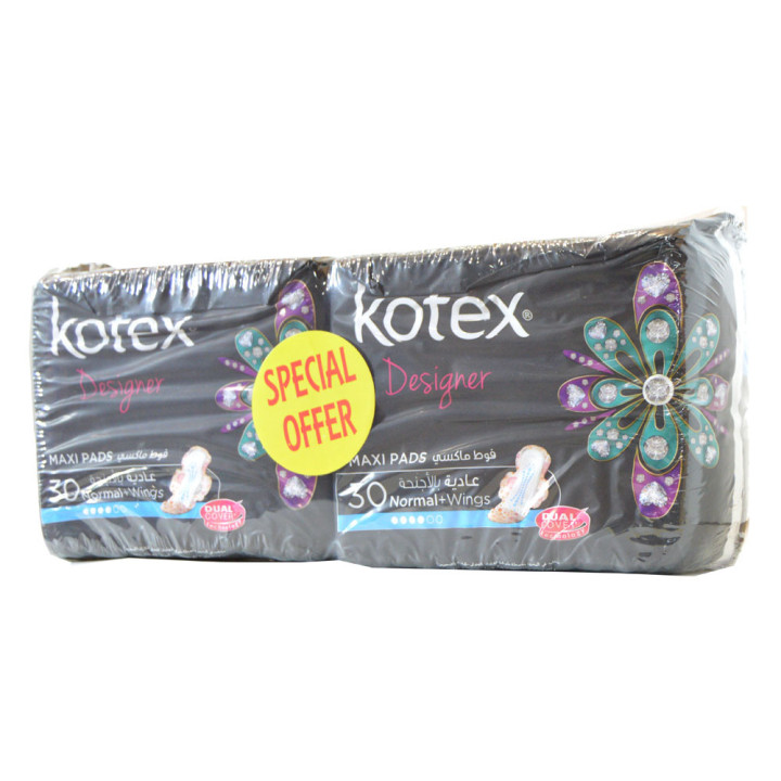 Kotex Maxi Normal Pads with Wings, 30 pcs
