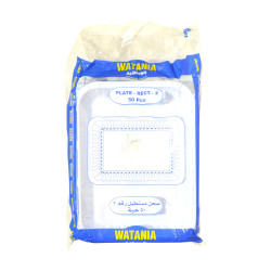 Disposable #02 Rectangle Plastic Plate 50 Pieces