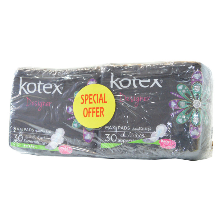 Kotex Maxi Super Pads with Wings, 30 pcs
