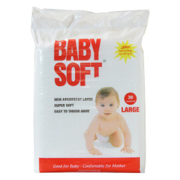Baby Soft Large Diapers, 30 pcs