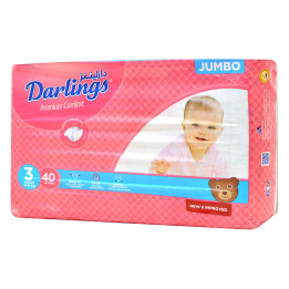 Darling Jumbo Medium 3, 4-9 kg Diapers, 40 pcs
