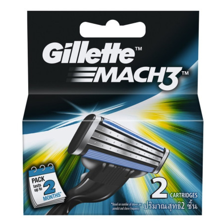 Gillette 2Pcs Mach 3 Turbo Blade 1Pcs