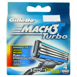Gillette Mach3 Turbo Blade, 4 pcs