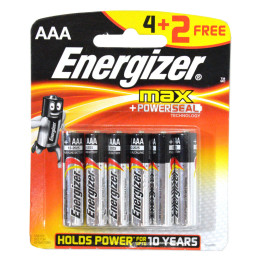 Energizer AAA 1.5V Battery No. LR03, 6 pcs