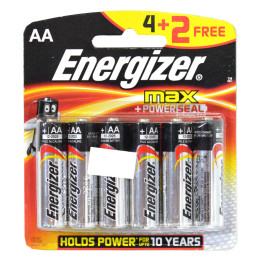 Energizer AA 1.5V Battery No. LR6, 6 pcs