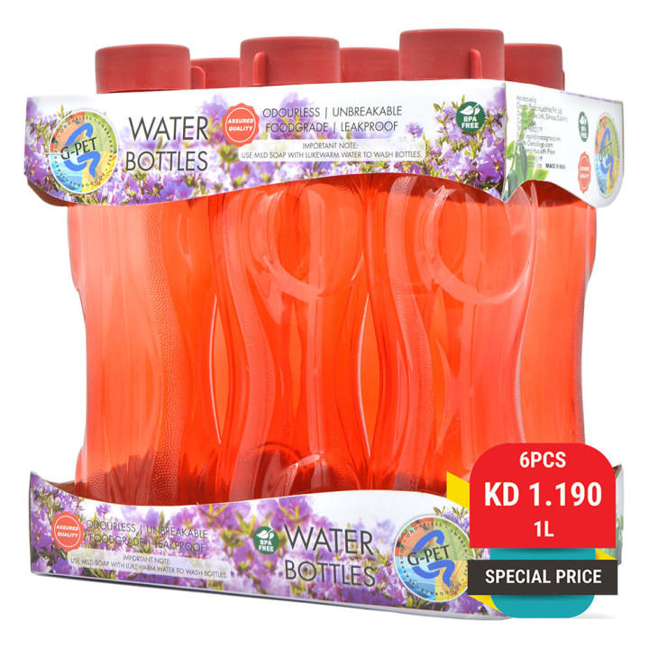 G-Pet Cypress Water Bottle Tray Set, 1 L, 6 pcs