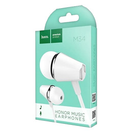 Hoco M34 Honor Music Universal Earphones with Microphone, White, 1 pc
