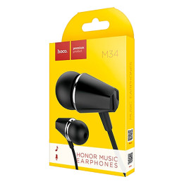 Hoco M34 Honor Music Universal Earphones with Microphone, Black, 1 pc