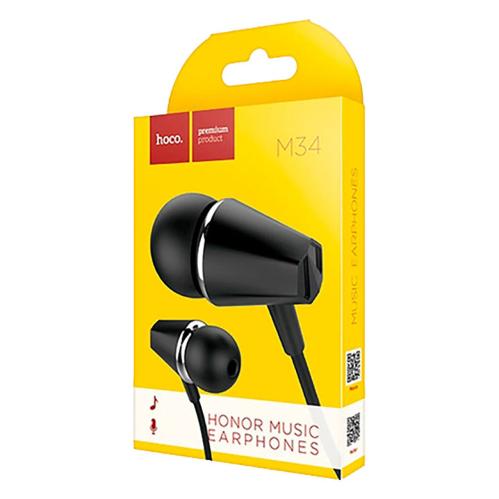 Hoco M34 Honor Music Universal Earphones with Microphone, Black, 1 pc